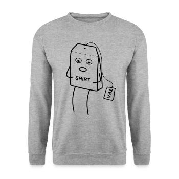 Tea Shirt - Unisex Pullover - Weißgrau meliert - Vorne - Alina (178cm) & Michal (187cm)