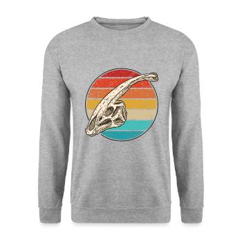Parasaurolophu Vintage Dinosaur Dino Skull - Unisex Sweatshirt - salt & pepper - Front - Alina (178cm) & Michal (187cm)