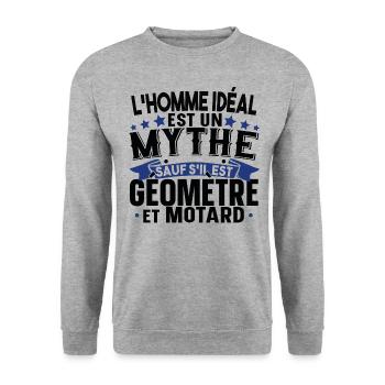 Géomètre Motard Moto Cadeau Homme T-shirt Mug - Sweat-shirt Unisexe - gris chiné - Devant - Alina (178cm) & Michal (187cm)