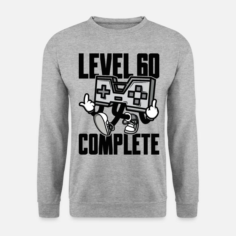 Level 60 Complete Geburtstagsgeschenk 60 Jahre - Unisex Pullover - Weißgrau meliert
