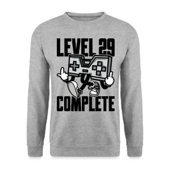 Level 29 Complete Birthday Gift 29 Years - Unisex Sweatshirt - salt & pepper - Front - Alina (178cm) & Michal (187cm)