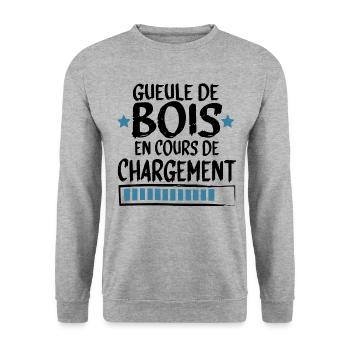Gueule Bois Alcool Bière Whisky Cadeau - Sweat-shirt Unisexe - gris chiné - Devant - Alina (178cm) & Michal (187cm)