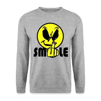 Smile Text Logo - Unisex Sweatshirt - salt & pepper - Front - Alina (178cm) & Michal (187cm)