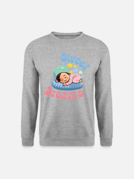 Schlaf T-Shirt - Sweet Dreams - Unisex Pullover - Weißgrau meliert