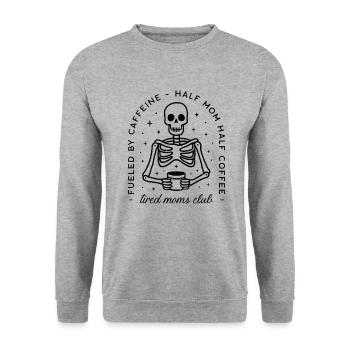 Tired moms club funny coffee quotes - Unisex Sweatshirt - salt & pepper - Front - Alina (178cm) & Michal (187cm)