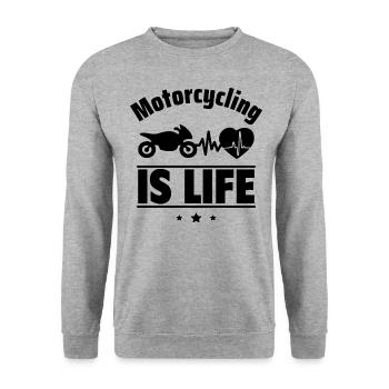 La moto, c’est la vie - Sweat-shirt Unisexe - gris chiné - Devant - Alina (178cm) & Michal (187cm)