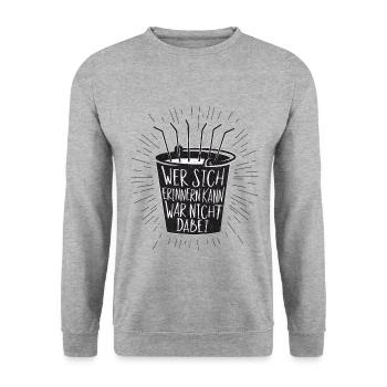 Vintage Sangria Eimer Mallorca Spruch Fun Geschenk - Unisex Pullover - Weißgrau meliert - Vorne - Alina (178cm) & Michal (187cm)