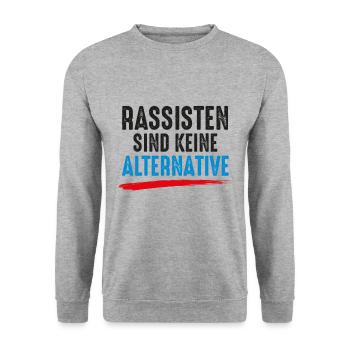 Rassisten sind keine Alternative Gegen Nazis Demo - Unisex Pullover - Weißgrau meliert - Vorne - Alina (178cm) & Michal (187cm)