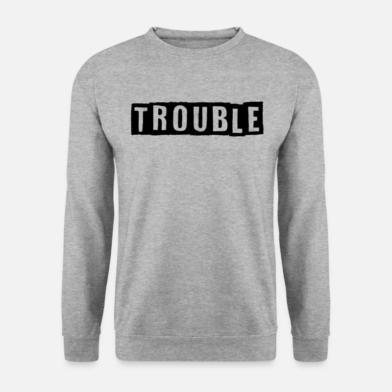 Trouble schwarz - Unisex Pullover - Weißgrau meliert