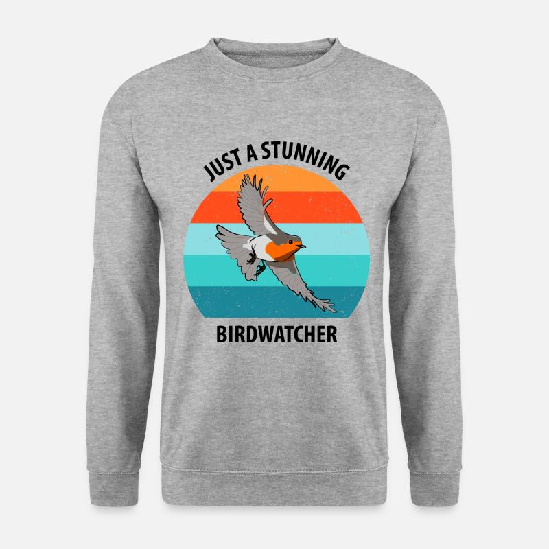 Vogelbeobachtung Vögel Beobachten Birding Vogel - Unisex Pullover - Weißgrau meliert