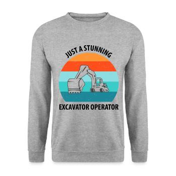 Excavatrice Excavatrice Conducteur Excavatrice Camion - Sweat-shirt Unisexe - gris chiné - Devant - Alina (178cm) & Michal (187cm)