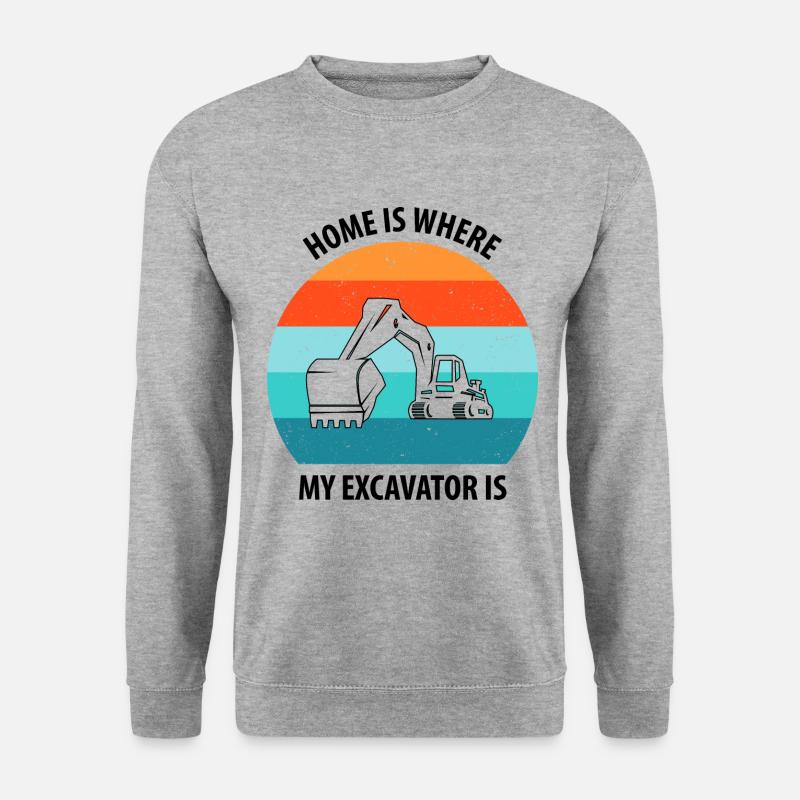 Bagger Baggerfahrer Baggerwagen - Unisex Pullover - Weißgrau meliert