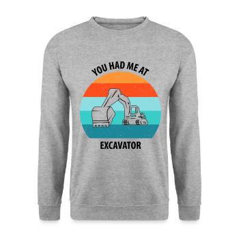 Excavatrice Conducteur d’excavatrice Camion d’excavatrice - Sweat-shirt Unisexe - gris chiné - Devant - Alina (178cm) & Michal (187cm)