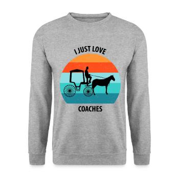 Calèche de cocher Calèche tirée par des chevaux Calèche - Sweat-shirt Unisexe - gris chiné - Devant - Alina (178cm) & Michal (187cm)
