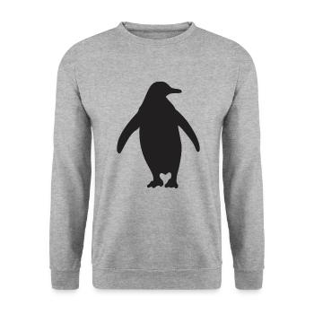 Pinguin - Unisex Pullover - Weißgrau meliert - Vorne - Alina (178cm) & Michal (187cm)