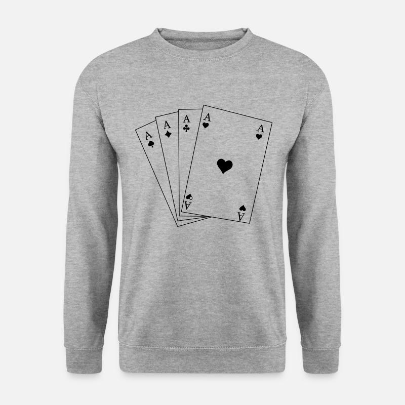 Spielkarten Ass - Unisex Pullover - Weißgrau meliert