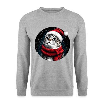Chats Noël - Sweat-shirt Unisexe - gris chiné - Devant - Alina (178cm) & Michal (187cm)