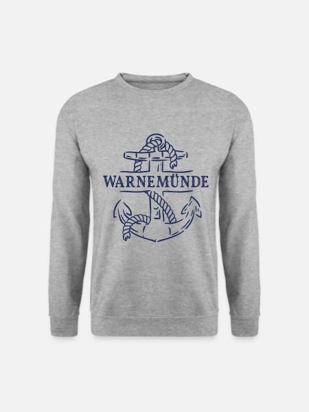 Anker Warnemünde Ostsee als Souvenir - Unisex Pullover - Weißgrau meliert