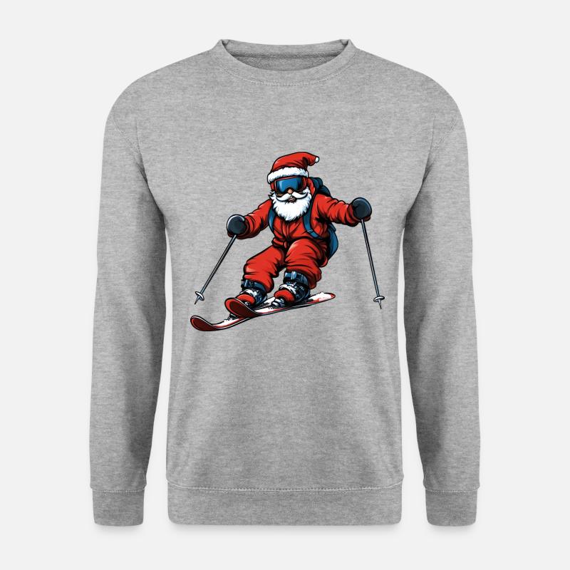 Skifahrer Weihnachten - Unisex Pullover - Weißgrau meliert