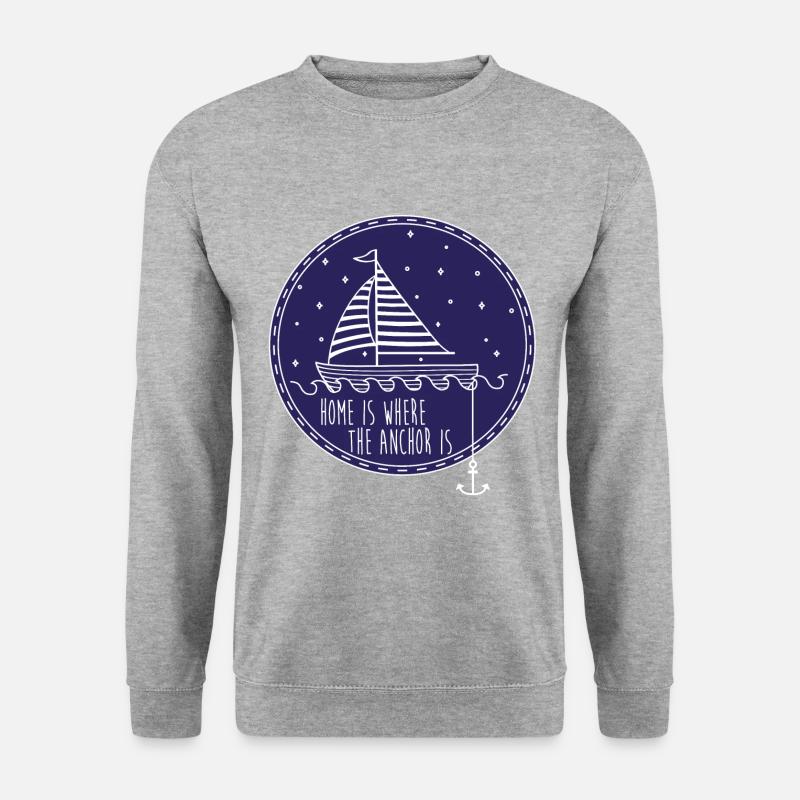 Segelschiff Sternennacht - Unisex Pullover - Weißgrau meliert