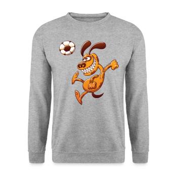 Dog Heading a Foot Ball - Unisex Sweatshirt - salt & pepper - Front - Alina (178cm) & Michal (187cm)