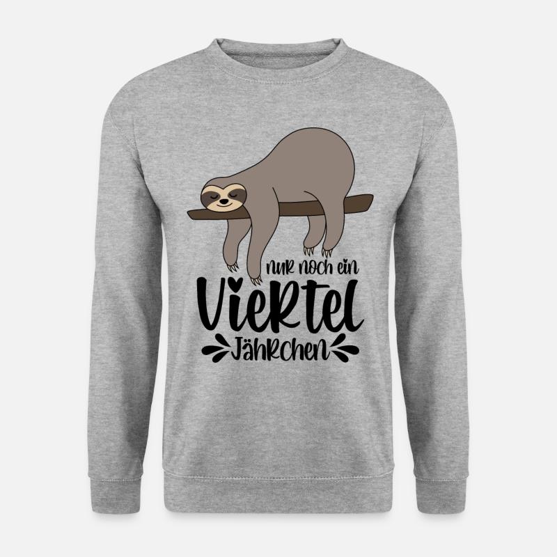Faultier Sprüche Nur Noch Ein Viertel Jährchen - Unisex Pullover - Weißgrau meliert