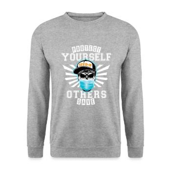 Protect yourself - save others from COVID-19 - Unisex Pullover - Weißgrau meliert - Vorne - Alina (178cm) & Michal (187cm)