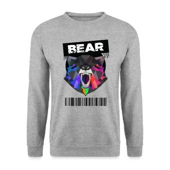 Bear - Bär - Geometric Art - Unisex Sweatshirt - salt & pepper - Front - Alina (178cm) & Michal (187cm)
