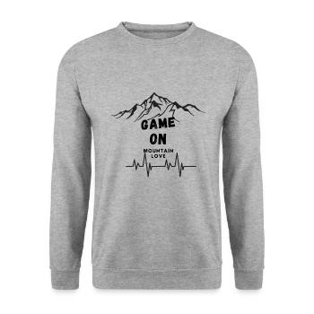 Berge Logo Game on Mountain love - Unisex Pullover - Weißgrau meliert - Vorne - Alina (178cm) & Michal (187cm)