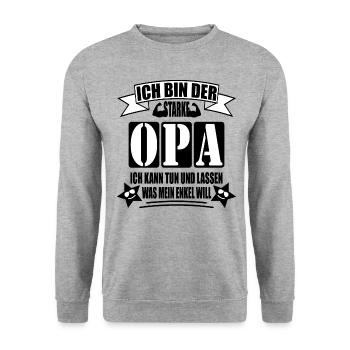 Ich bin der Starke Opa - Unisex Pullover - Weißgrau meliert - Vorne - Alina (178cm) & Michal (187cm)