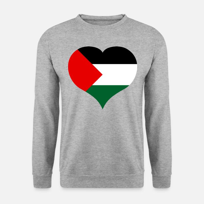 Palästina Herz Flagge Liebe Palästinensischer Stolz Geschenk - Unisex Pullover - Weißgrau meliert