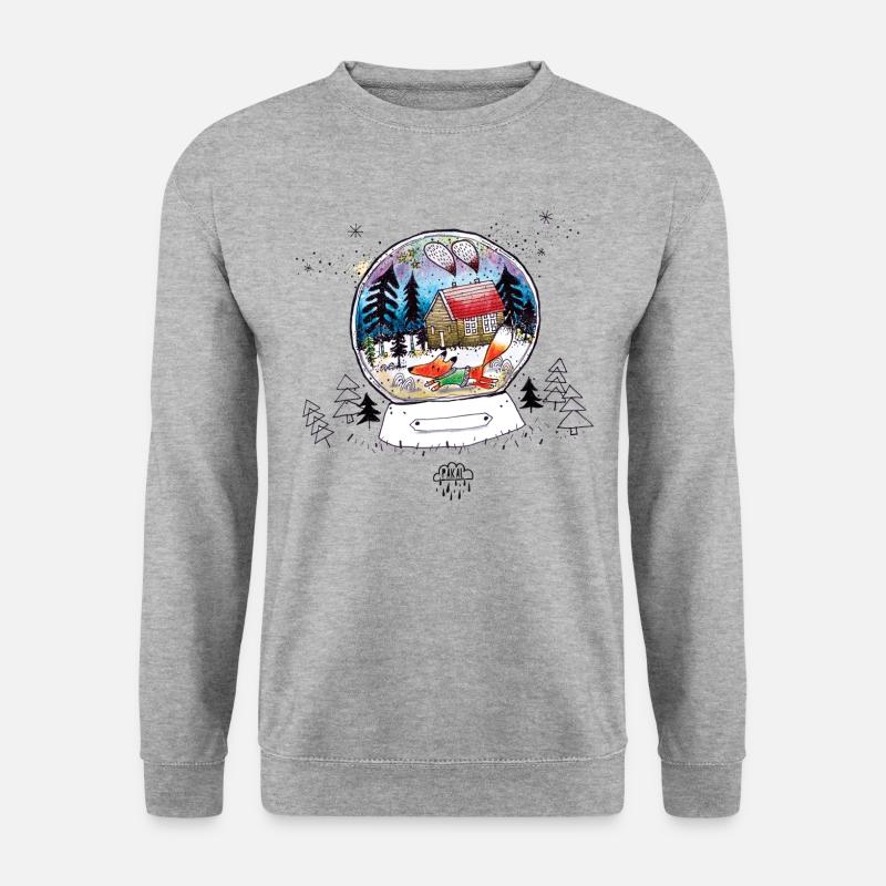 WEIHNACHTS-FOX - Unisex Pullover - Weißgrau meliert