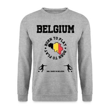 Belgien - Unisex Pullover - Weißgrau meliert - Vorne - Alina (178cm) & Michal (187cm)