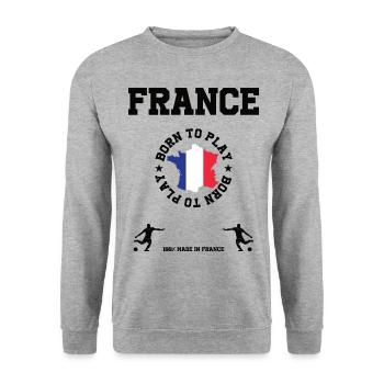 Frankreich - Unisex Pullover - Weißgrau meliert - Vorne - Alina (178cm) & Michal (187cm)