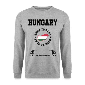 Ungarn - Unisex Pullover - Weißgrau meliert - Vorne - Alina (178cm) & Michal (187cm)