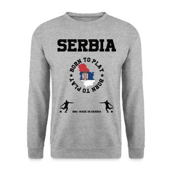 Serbien - Unisex Pullover - Weißgrau meliert - Vorne - Alina (178cm) & Michal (187cm)