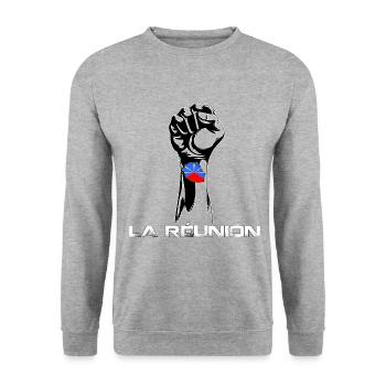 Poing Drapeau La réunion - Sweat-shirt Unisexe - gris chiné - Devant - Alina (178cm) & Michal (187cm)