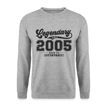 Légendaire depuis 2005 Cadeau d’anniversaire vintage - Sweat-shirt Unisexe - gris chiné - Devant - Alina (178cm) & Michal (187cm)