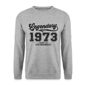Legendary since 1973 Vintage Birthday Gift - Unisex Sweatshirt - salt & pepper - Front - Alina (178cm) & Michal (187cm)