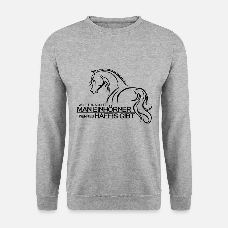 Pferde Haflinger Einhörner Reiterin Geschenkidee - Unisex Pullover - Weißgrau meliert
