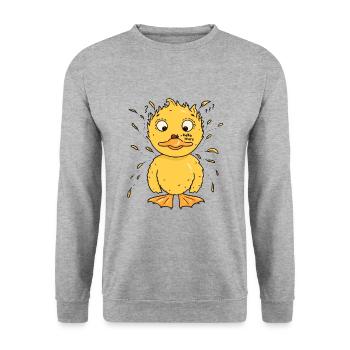 Un petit canard se lie d’amitié avec une coccinelle - Sweat-shirt Unisexe - gris chiné - Devant - Alina (178cm) & Michal (187cm)