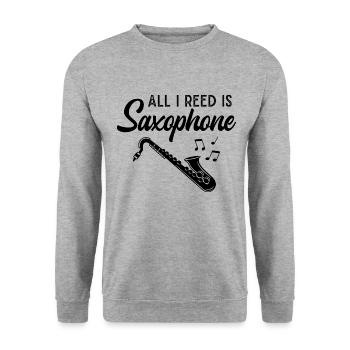 Saxophone Musician Jazz Saxophonist Orchestra - Unisex Sweatshirt - salt & pepper - Front - Alina (178cm) & Michal (187cm)