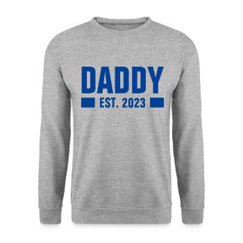 DADDY EST. 2023 - BECOMING A FATHER - OFFSPRING - BABY - Unisex Sweatshirt - salt & pepper - Front - Alina (178cm) & Michal (187cm)