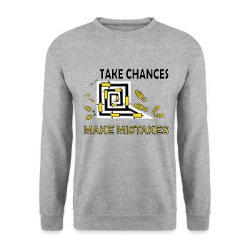 Learn from mistakes footprints - Unisex Sweatshirt - salt & pepper - Front - Alina (178cm) & Michal (187cm)