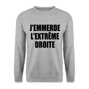 j'emmerde l'extreme droite - Sweat-shirt Unisexe - gris chiné - Devant - Alina (178cm) & Michal (187cm)