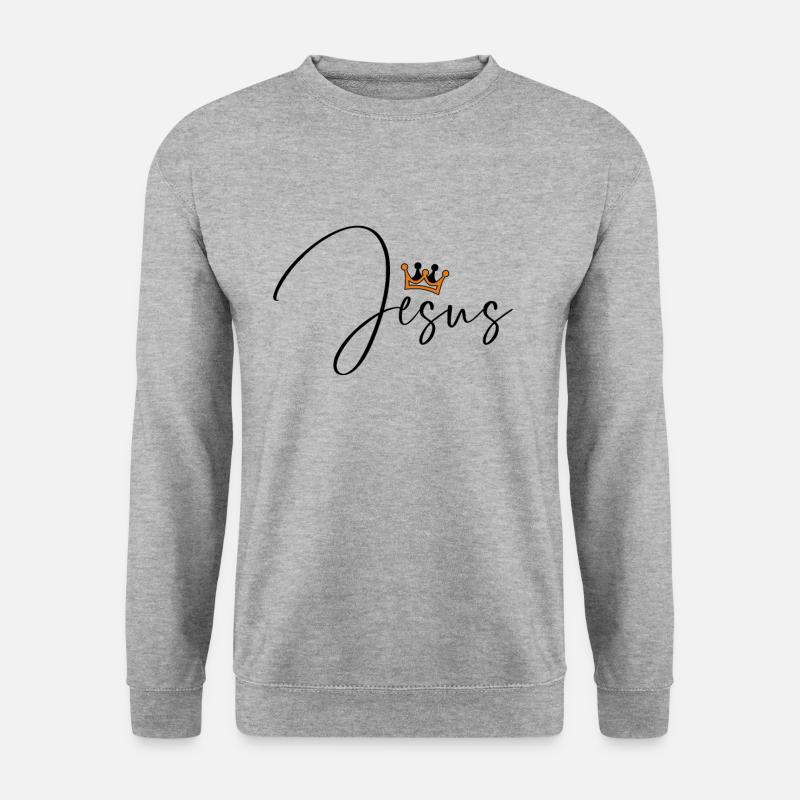 Jesus - Christlich - Jesus mein König - Unisex Pullover - Weißgrau meliert
