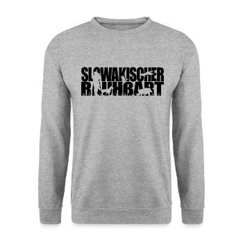 SLOWAKISCHER RAUHBART Jagdhund Wilsigns Jäger - Unisex Pullover - Weißgrau meliert - Vorne - Alina (178cm) & Michal (187cm)