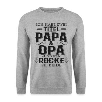 Opa Geschenk - Unisex Pullover - Weißgrau meliert - Vorne - Alina (178cm) & Michal (187cm)