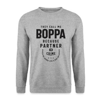 Boppa - The Not-So-Bad Influence Dad and Grandpa - Unisex Sweatshirt - salt & pepper - Front - Alina (178cm) & Michal (187cm)