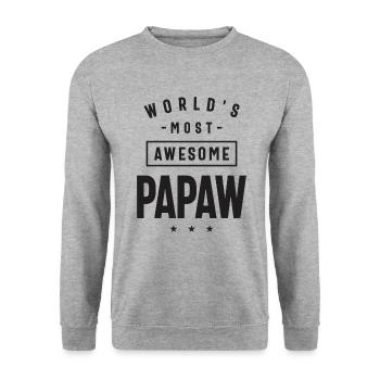 World's Most Awesome Papaw - Funny Dad Grandpa - Unisex Sweatshirt - salt & pepper - Front - Alina (178cm) & Michal (187cm)
